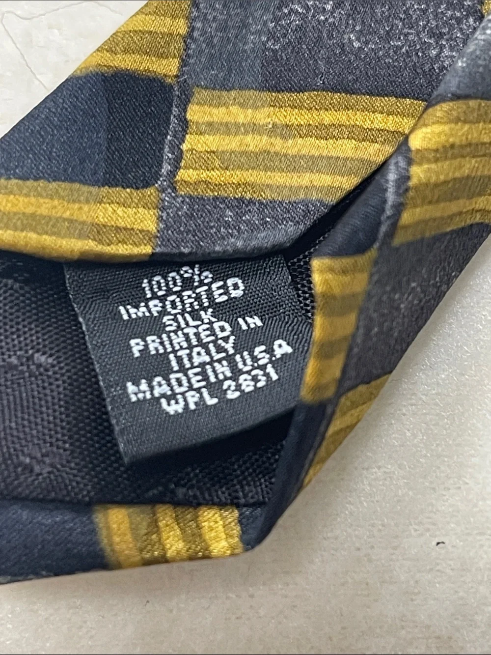 Bugatti Navy and Gold Checkered Silk Tie